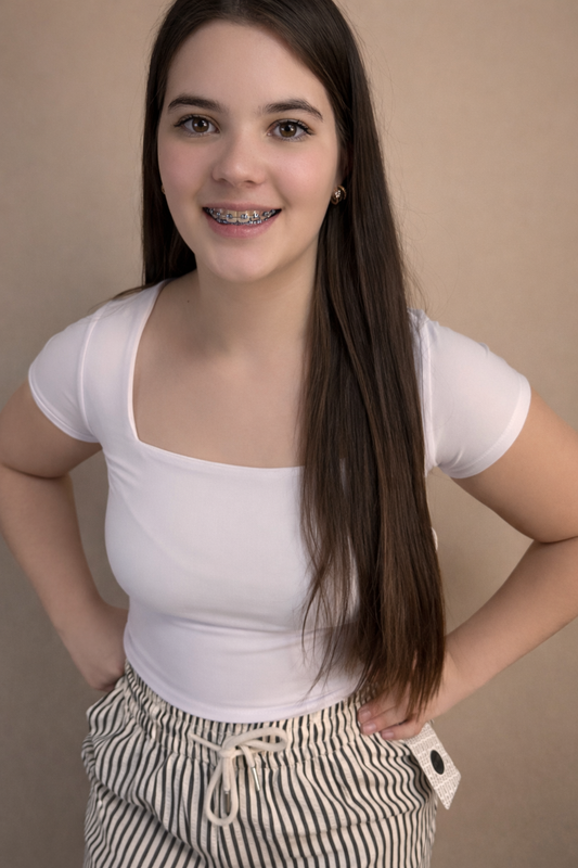 Square Neck Top Cropped Tee