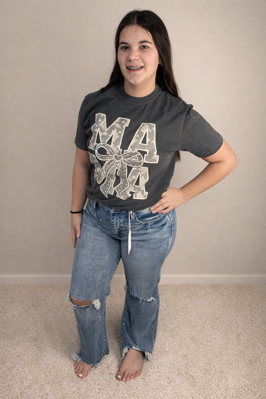 Vintage Lace Bow Mama Tee