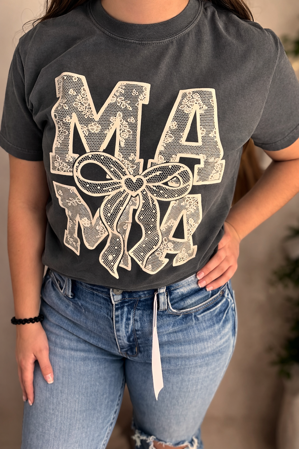 Vintage Lace Bow Mama Tee