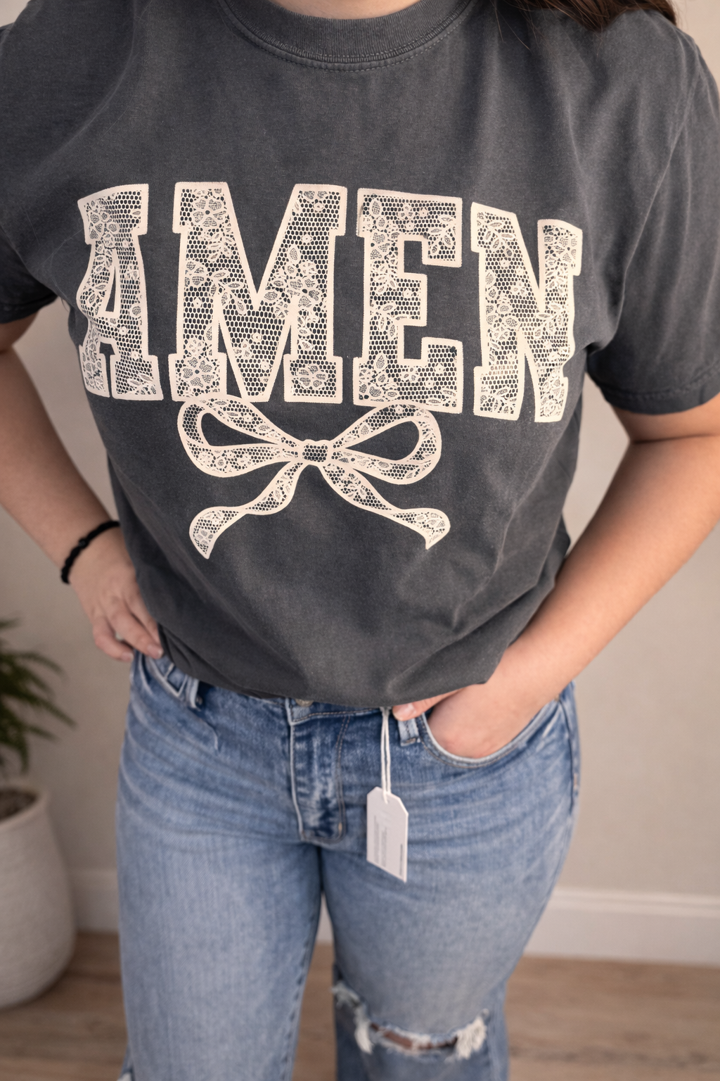 Amen Lace Bow Tee