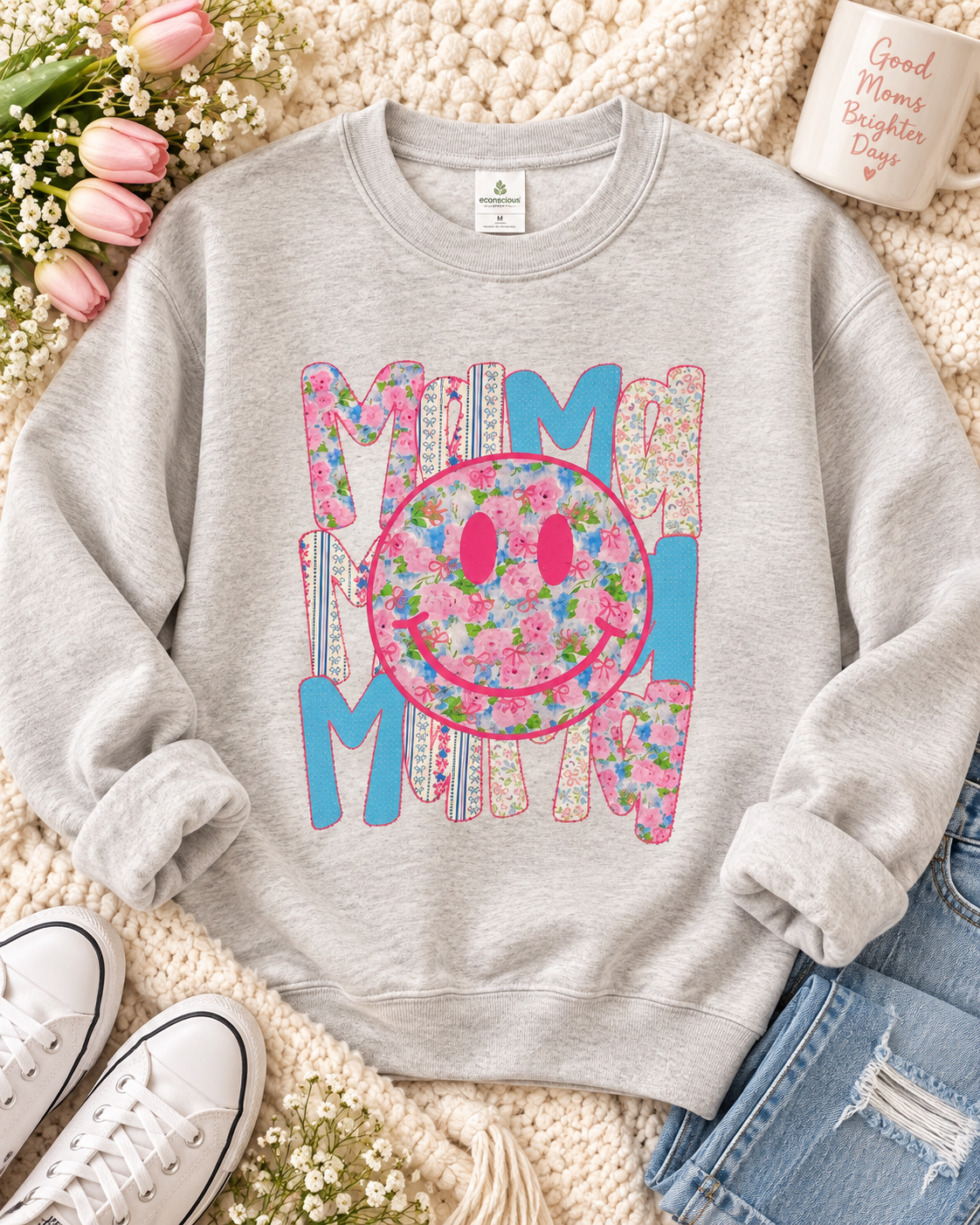 Happy Mama Floral Tee & Crew