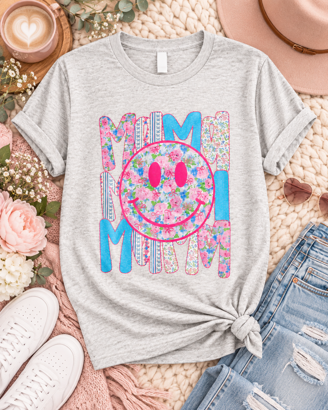 Happy Mama Floral Tee & Crew